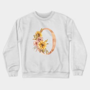 Watercolor sunflower bouquet monogram letter O Crewneck Sweatshirt